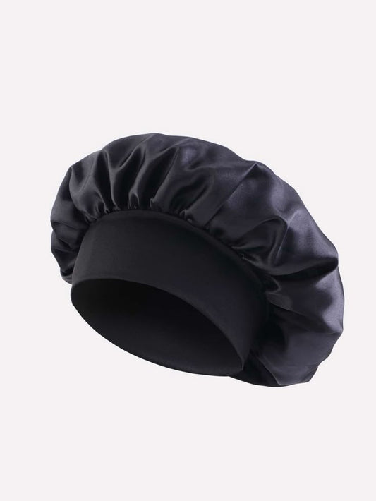 Wide Edge Satin Bonnet, Black