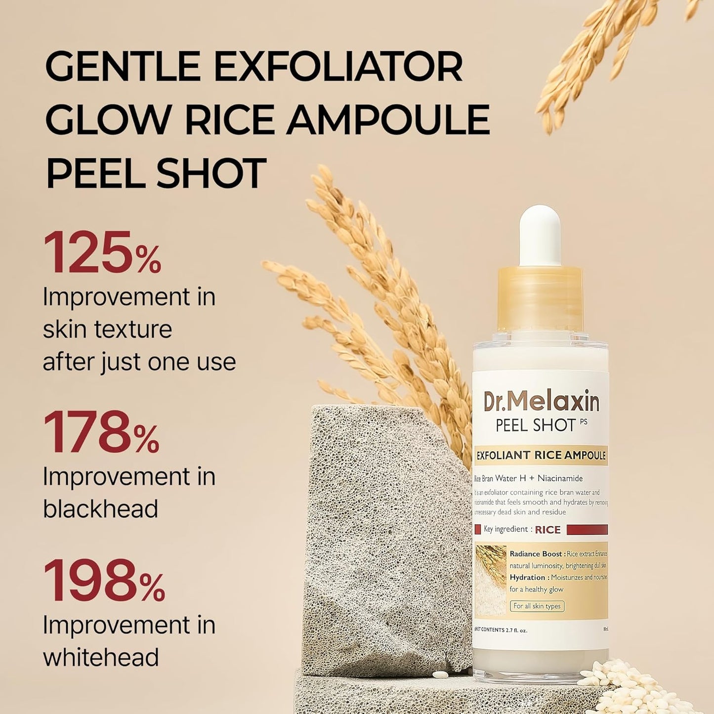 Dr.Melaxin Peel Shot Glow Exfoliant Rice Ampoule Black Rice