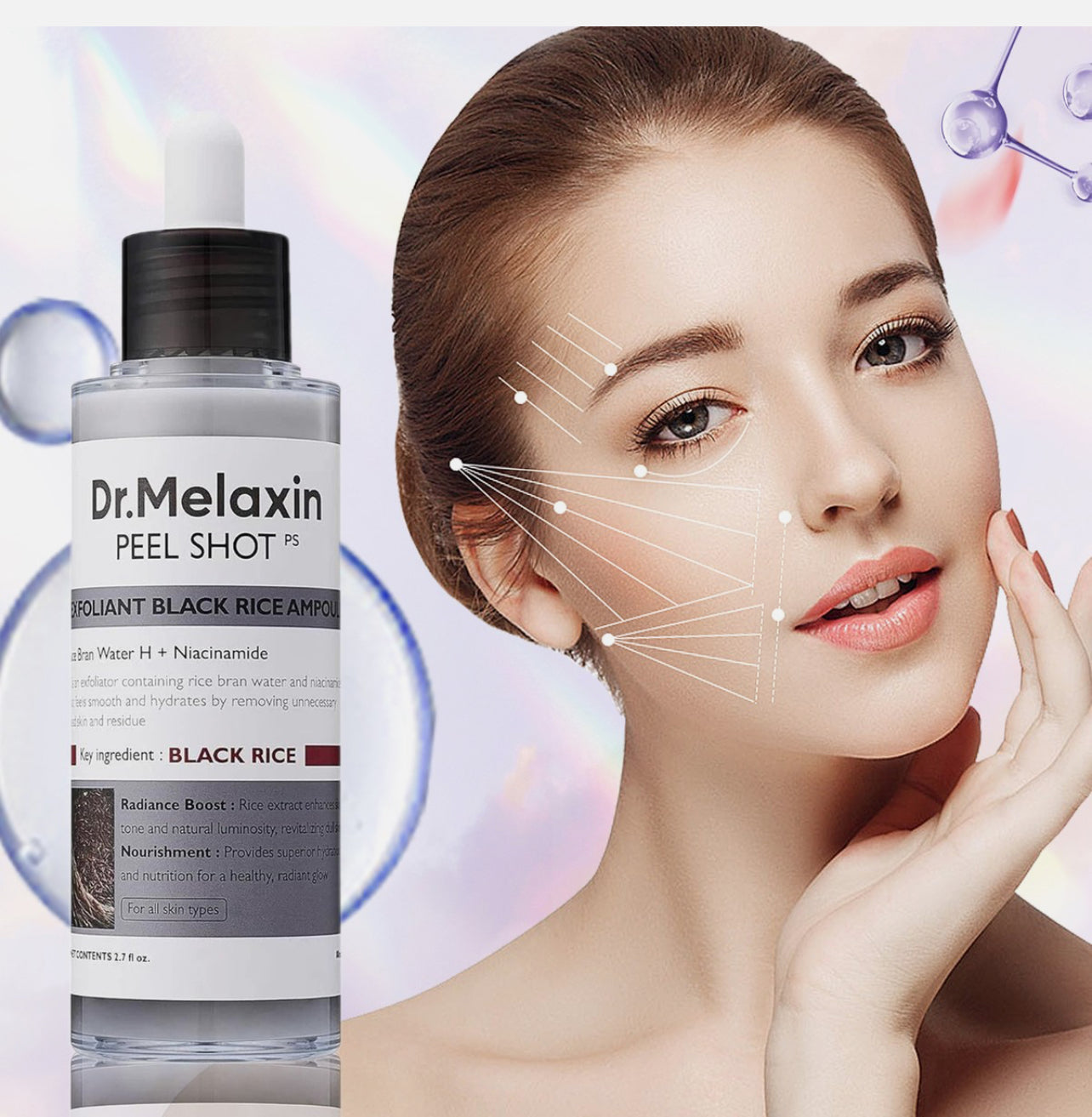 Dr.Melaxin Peel Shot Glow Exfoliant Rice Ampoule Black Rice