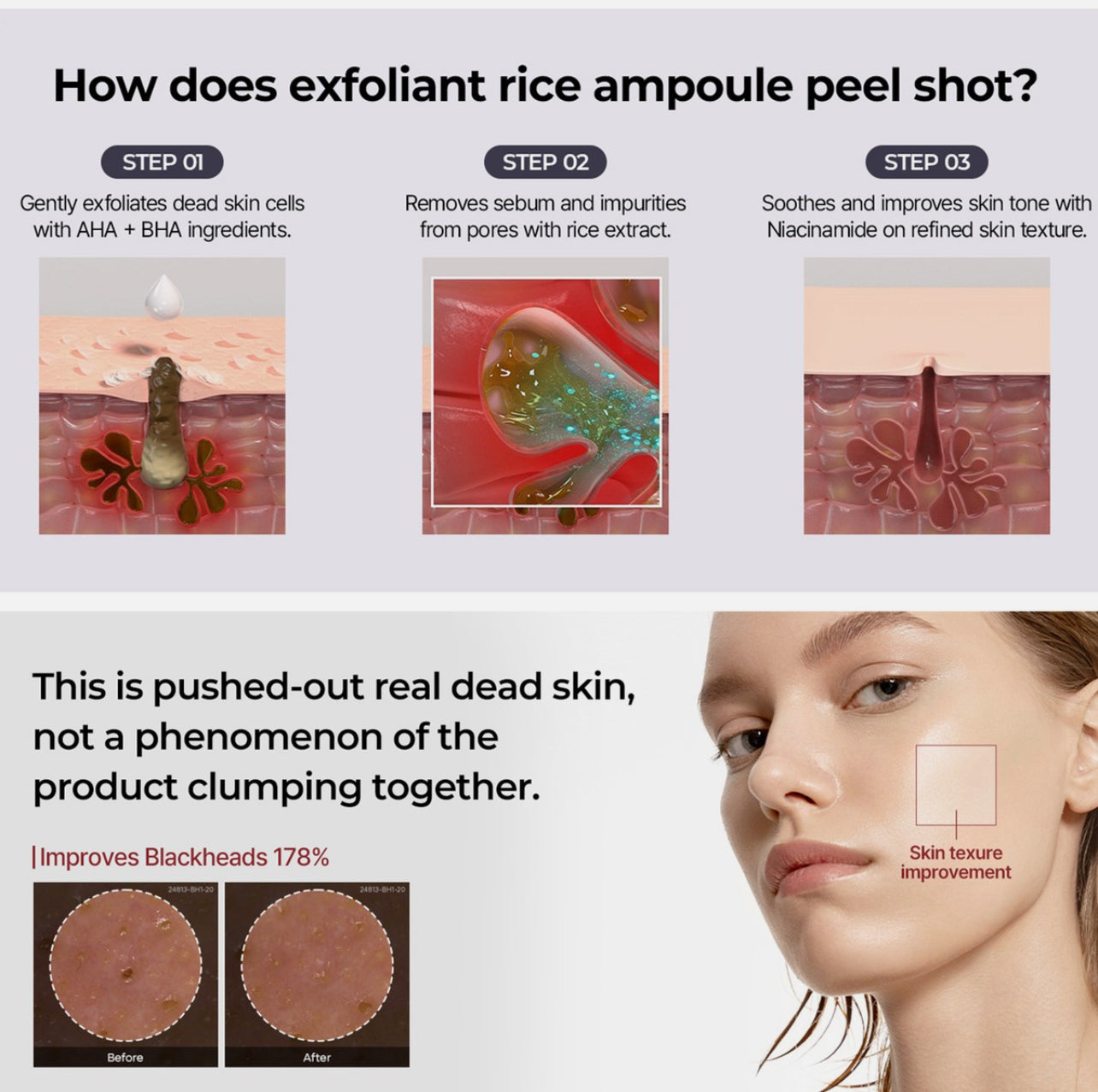 Dr.Melaxin PEEL SHOT GLOW EXFOLIANT RICE AMPOULE (WHITE RICE/BLACK RICE COMBO