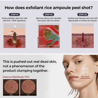 Dr.Melaxin PEEL SHOT GLOW EXFOLIANT RICE AMPOULE (WHITE RICE/BLACK RICE COMBO