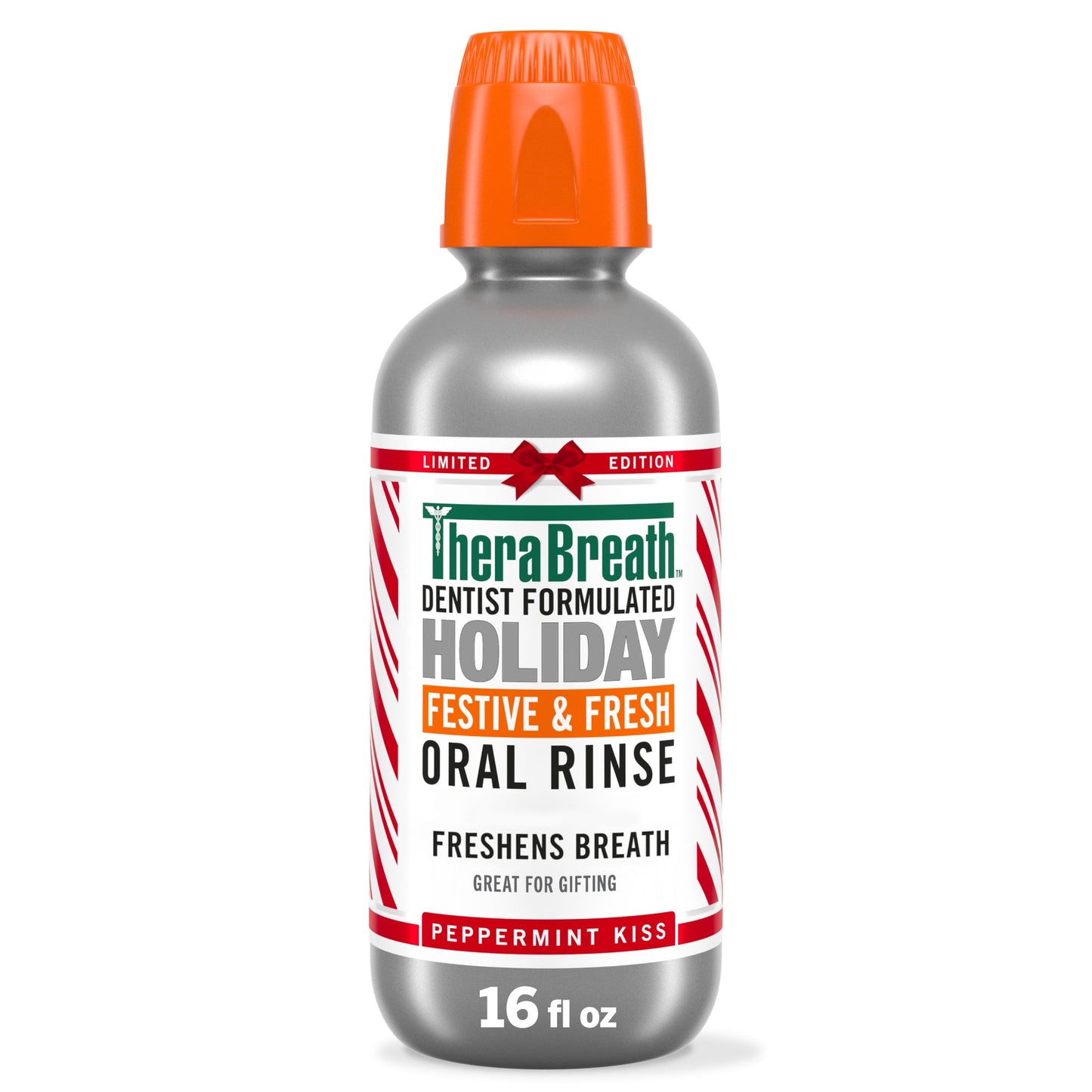 TheraBreath Limited Edition Holiday Festive & Fresh Oral Rinse, Peppermint Kiss